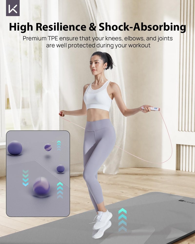 Keep Yoga Mat, 32" Extra Wide Exercise Mat with Strap for Men and Women, 7mm Thick Double-Sided Non-Slip Eco-friendly Yoga Mat for Pilates, Workout and Fitness - Image 5